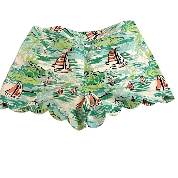 crown & ivy Green and White High Waist Shorts - Picture 2 of 10